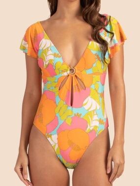NWT Trina Turk Women's Playa De Flor Maillot one piece floral Swimsuit Sz 10